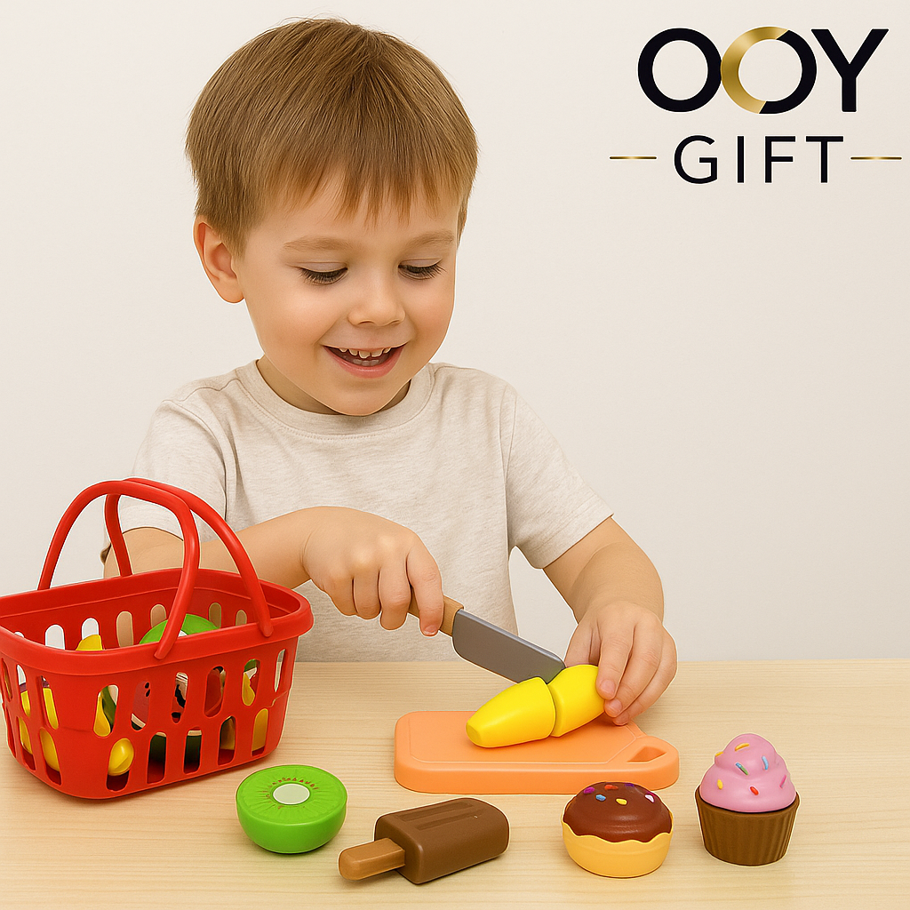 Kids Pretend Play Food Set – Cutting Fruits, Desserts & Basket (Ages 3+)