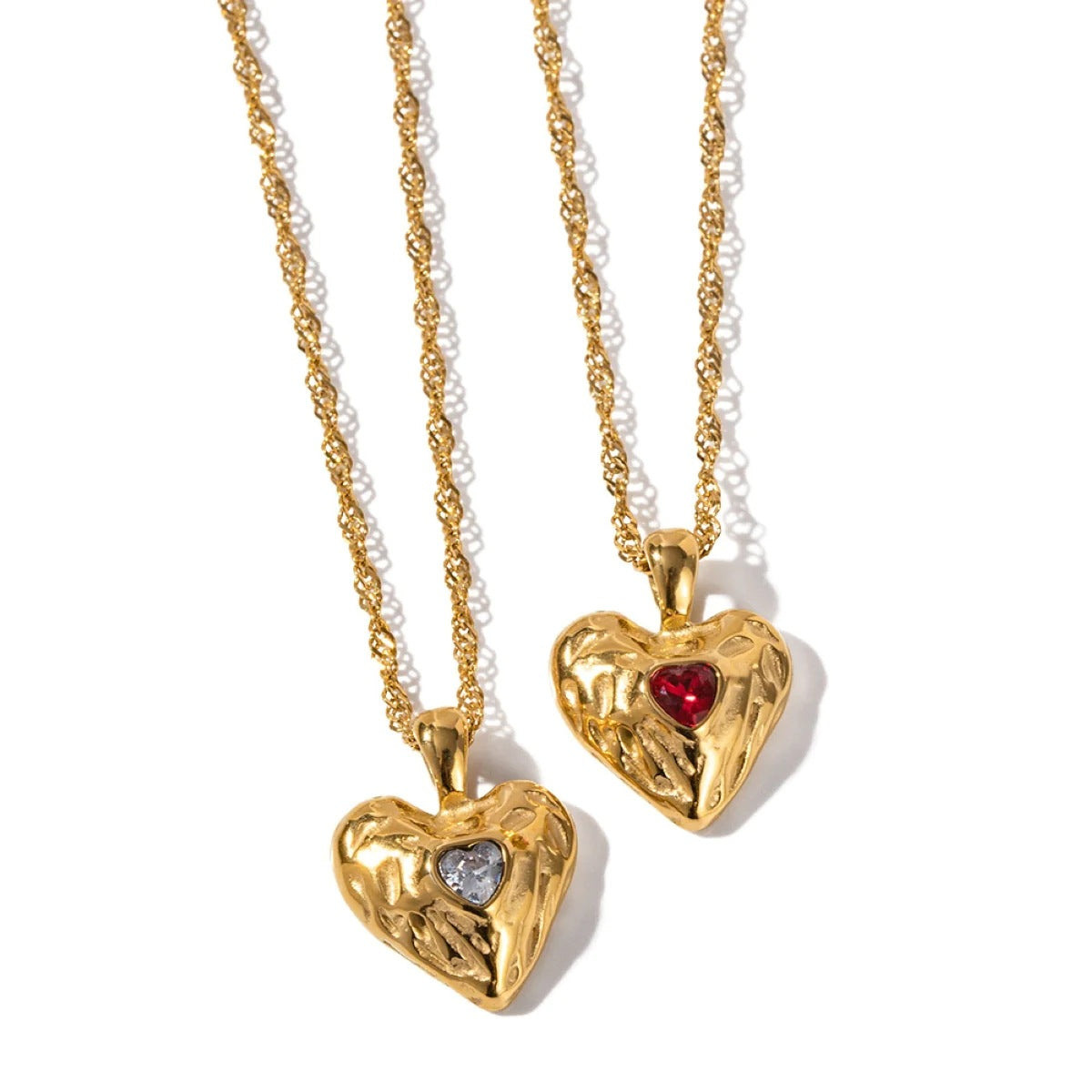 Heart-shaped Alloy Necklace with Rhinestones