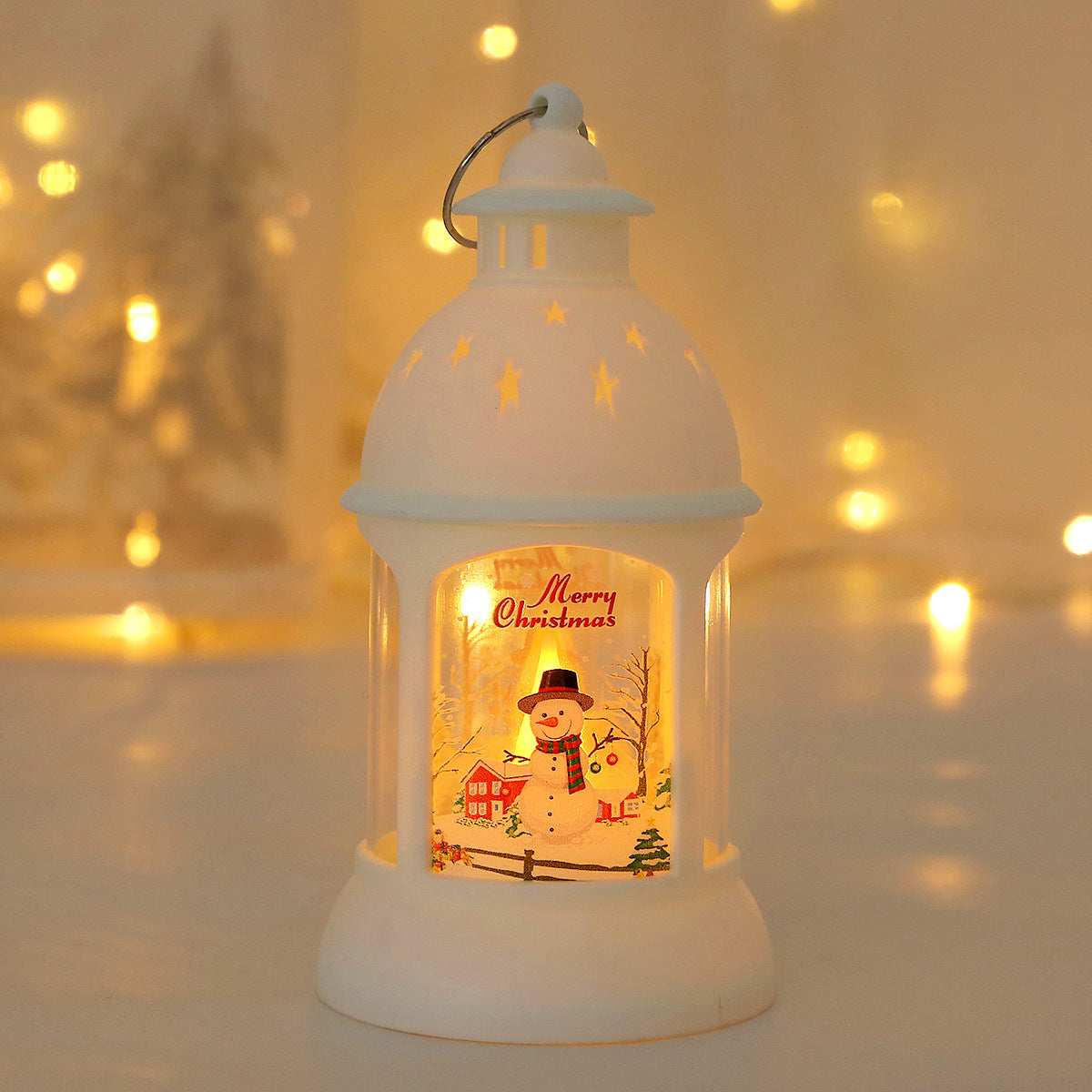 Christmas Decorative Cylinder Wind Light with Santa Snowman Designs